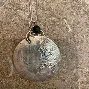 Silver necklace with silver disk pendant